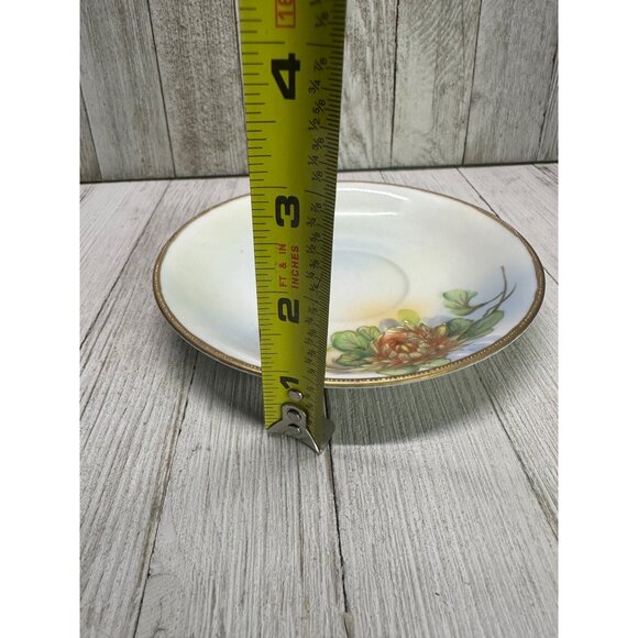 Vtg Shofu China Tea Cup Saucers Set 4 Porcelain Floral Design Gold Trim Japan 6" - Picture 4 of 5